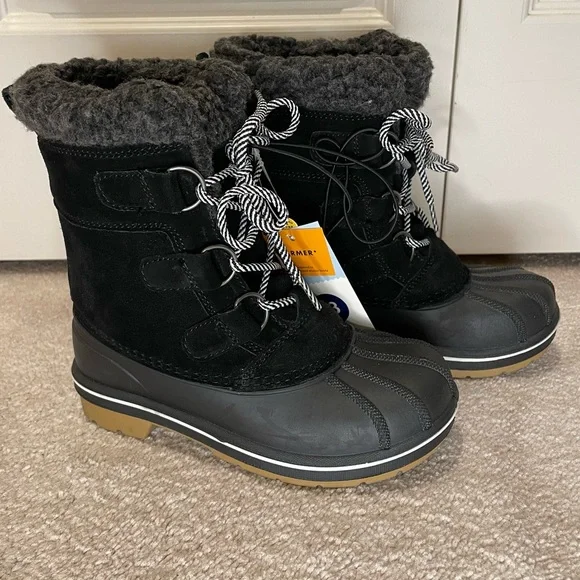 Cat & Jack kids Black and Gray Winter snow Boots size 13 - Picture 2 of 8